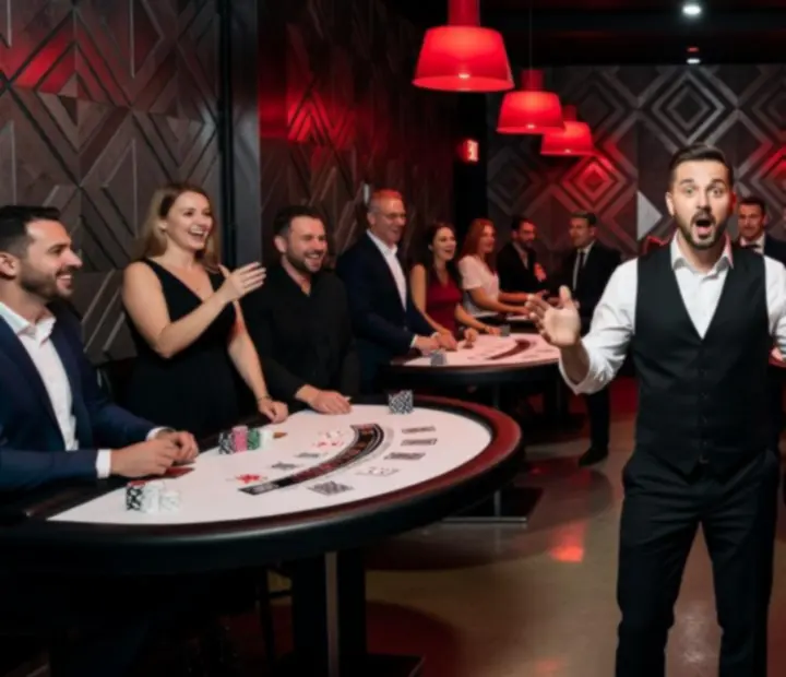 Světelná atmosféra blackjack programu s červenými akcenty