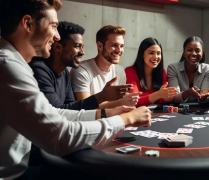 Hosté u pokerového stolu během zábavného eventového večera