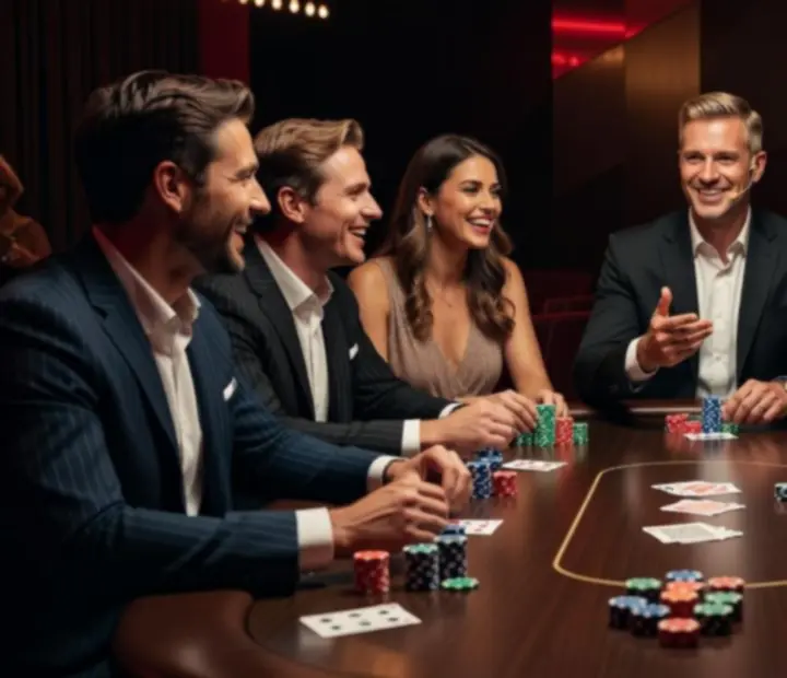 Hosté u pokerového stolu během zábavního večera