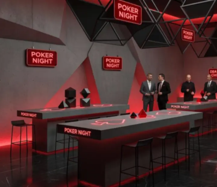 Tematicky nasvícený pokerový večer s dekoracemi a brandovými prvky